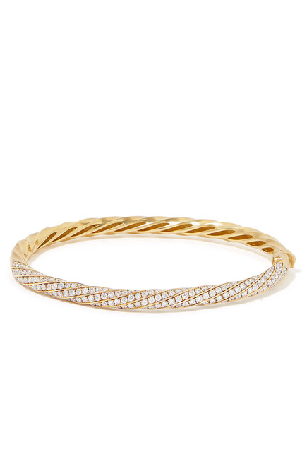 Cable Edge Bracelet, Recycled 18K Yellow Gold & Diamond